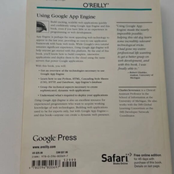 Using Google App Engine O'Reilly Google Press Charles Severance Python HTML - Picture 2 of 2